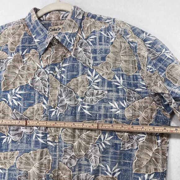 Vintage Cooke Street Shirt Men L Blue Hawaiian Inside Out Tropical Floral Beach - Picture 6 of 11